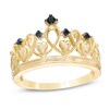 Thumbnail Image 1 of Black Diamond Accent Heart Crown Ring in Sterling Silver with 14K Gold Plate