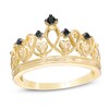 Thumbnail Image 0 of Black Diamond Accent Heart Crown Ring in Sterling Silver with 14K Gold Plate