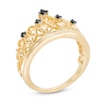 Thumbnail Image 1 of Black Diamond Accent Heart Crown Ring in Sterling Silver with 14K Gold Plate