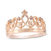 Thumbnail Image 0 of Champagne Diamond Accent Heart Crown Ring in Sterling Silver with 14K Rose Gold Plate