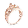 Thumbnail Image 1 of Champagne Diamond Accent Heart Crown Ring in Sterling Silver with 14K Rose Gold Plate