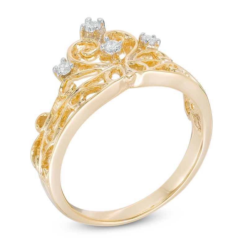 Main Image 2 of 0.09 CT. T.W. Diamond Crown Ring in Sterling Silver with 14K Gold Plate