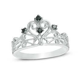 0.09 CT. T.W. Black Diamond Crown Ring in Sterling Silver