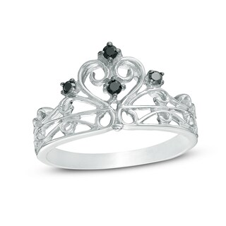 0.09 CT. T.W. Black Diamond Crown Ring in Sterling Silver