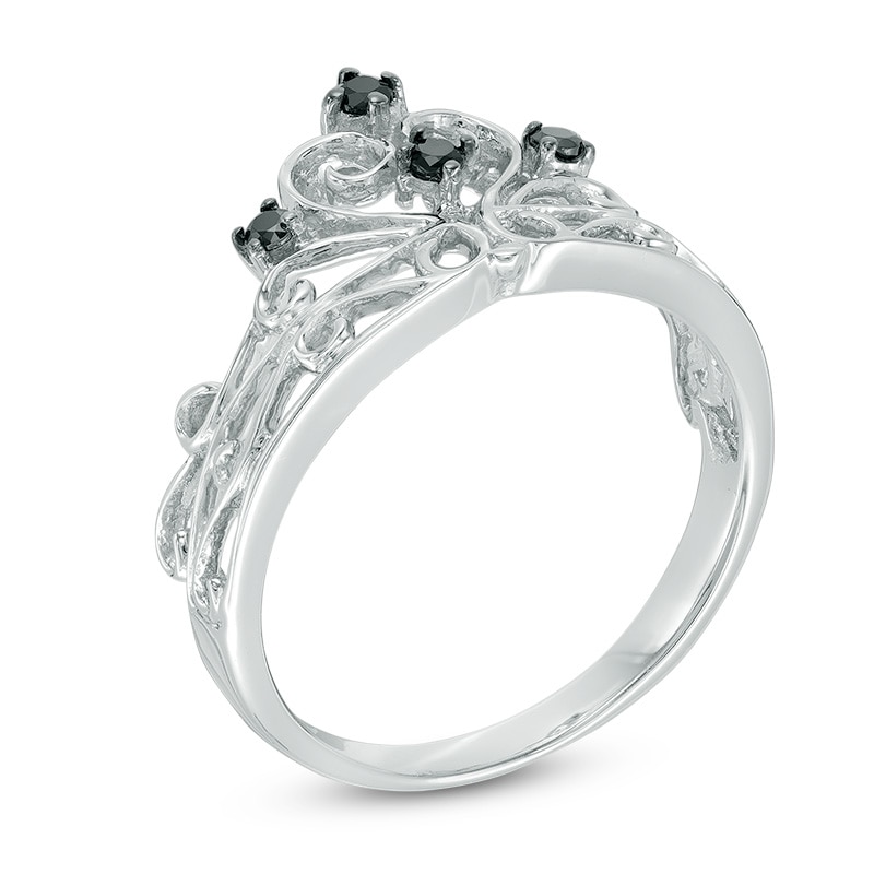 Main Image 2 of 0.09 CT. T.W. Black Diamond Crown Ring in Sterling Silver