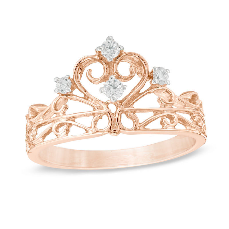 0.09 CT. T.W. Diamond Crown Ring in Sterling Silver with 14K Rose Gold Plate|Peoples Jewellers