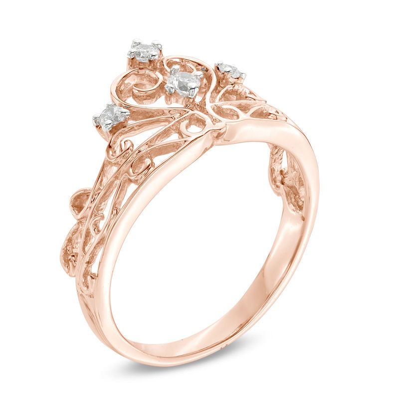 0.09 CT. T.W. Diamond Crown Ring in Sterling Silver with 14K Rose Gold Plate