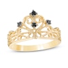 Thumbnail Image 0 of 0.09 CT. T.W. Black Diamond Crown Ring in Sterling Silver with 14K Gold Plate