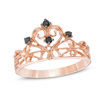 Thumbnail Image 0 of 0.09 CT. T.W. Black Diamond Crown Ring in Sterling Silver with 14K Rose Gold Plate