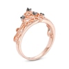 Thumbnail Image 1 of 0.09 CT. T.W. Black Diamond Crown Ring in Sterling Silver with 14K Rose Gold Plate