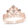 Thumbnail Image 0 of 0.09 CT. T.W. Champagne Diamond Crown Ring in Sterling Silver with 14K Rose Gold Plate