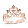 Thumbnail Image 1 of 0.09 CT. T.W. Champagne Diamond Crown Ring in Sterling Silver with 14K Rose Gold Plate