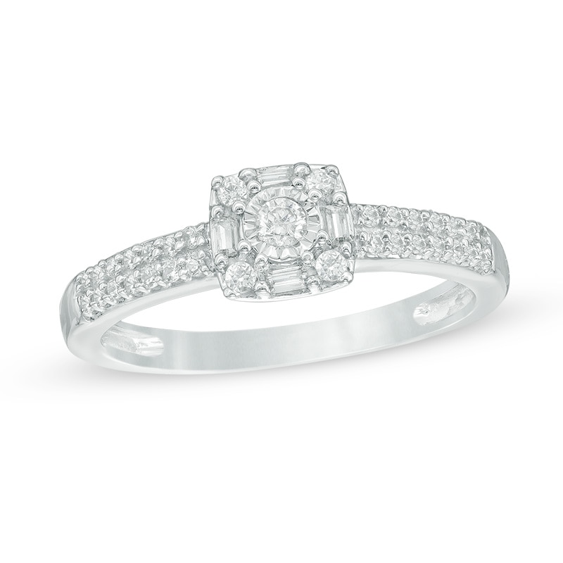 0.23 CT. T.W. Diamond Double Row Promise Ring in 10K White Gold