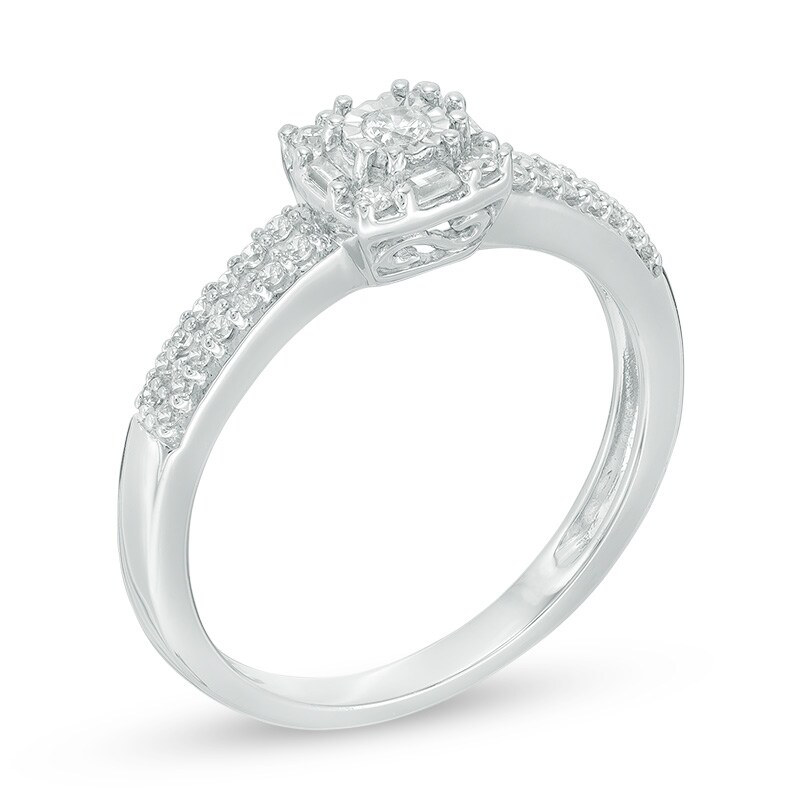 Main Image 2 of 0.23 CT. T.W. Diamond Double Row Promise Ring in 10K White Gold