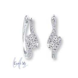Ever Us™ 0.60 CT. T.W. Two-Stone Diamond Bypass Hoop Earrings in 14K White Gold
