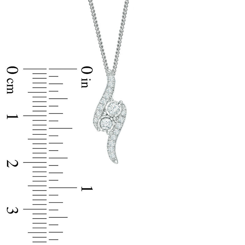 Ever Usâ¢ CT. T.W. Two-Stone Diamond Bypass Pendant in 14K White Gold