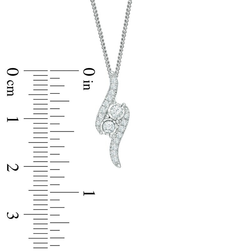 Main Image 2 of Ever Us™ 0.25 CT. T.W. Two-Stone Diamond Bypass Pendant in 14K White Gold - 19"