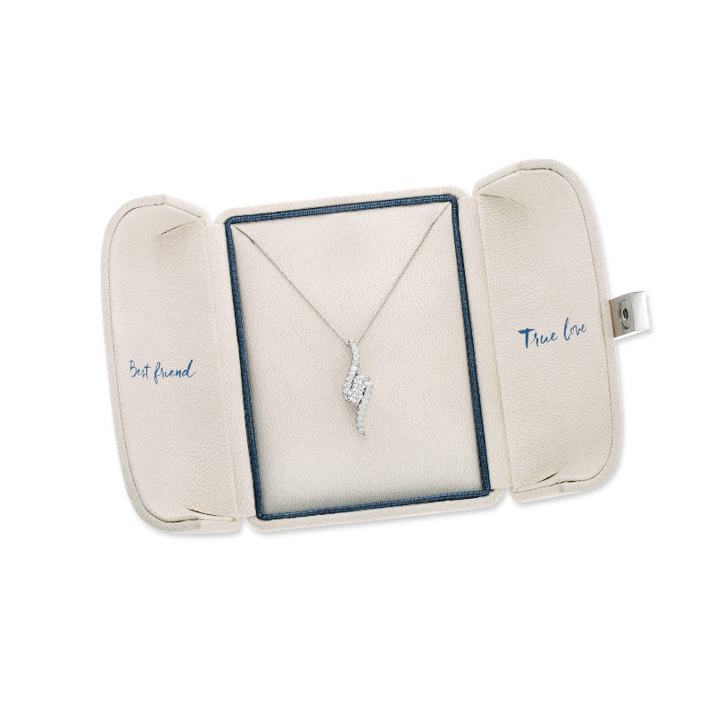 Ever Usâ¢ CT. T.W. Two-Stone Diamond Bypass Pendant in 14K White Gold