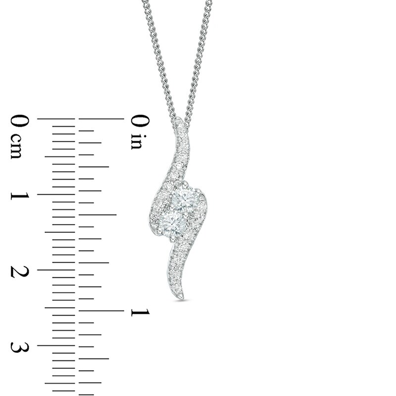 Main Image 2 of Ever Us™ 0.50 CT. T.W. Two-Stone Diamond Bypass Pendant in 14K White Gold - 19"