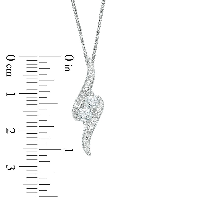 Main Image 2 of Ever Us™ 0.75 CT. T.W. Two-Stone Diamond Bypass Pendant in 14K White Gold - 19"