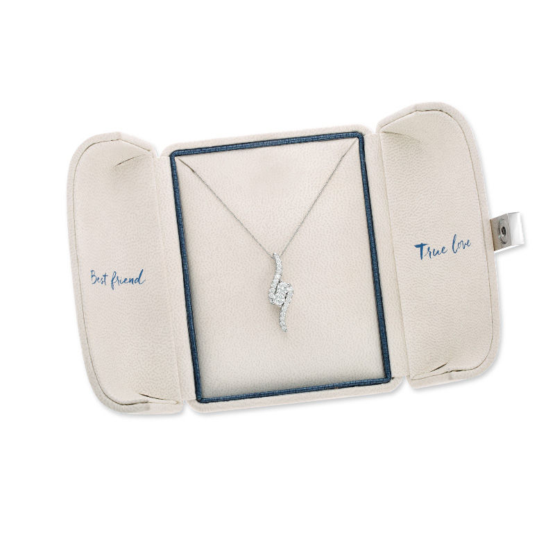 Main Image 3 of Ever Us™ 0.75 CT. T.W. Two-Stone Diamond Bypass Pendant in 14K White Gold - 19"