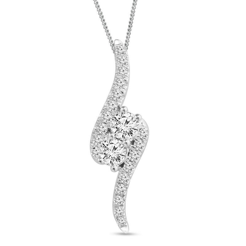 Ever Usâ¢ 1.00 CT. T.W. Two-Stone Diamond Bypass Pendant in 14K White Gold - 19"