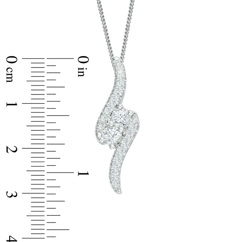 Ever Usâ¢ 1.00 CT. T.W. Two-Stone Diamond Bypass Pendant in 14K White Gold - 19"