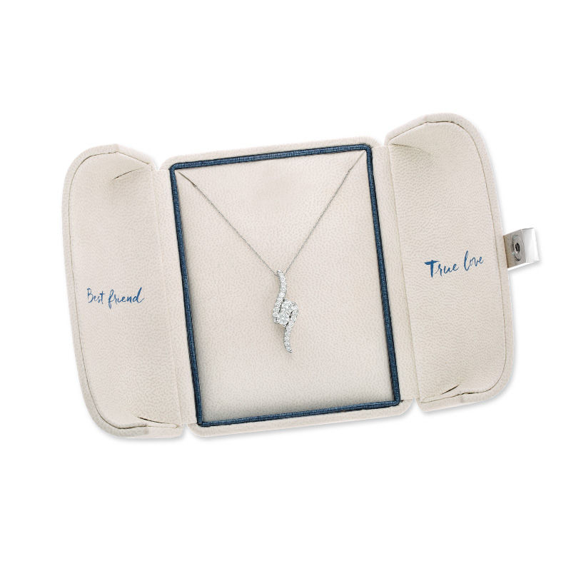 Ever Usâ¢ 1.00 CT. T.W. Two-Stone Diamond Bypass Pendant in 14K White Gold - 19"