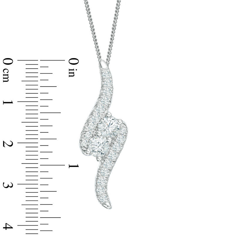 Ever Us™ 1.50 CT. T.W. Two-Stone Diamond Bypass Pendant in 14K White Gold - 19"