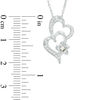 Thumbnail Image 1 of 0.09 CT. T.W. Diamond Tilted Double Heart Flower Pendant in Sterling Silver and 10K Gold