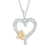 Thumbnail Image 1 of 0.09 CT. T.W. Diamond Twist Heart Flower Pendant in Sterling Silver and 10K Gold