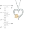 Thumbnail Image 2 of 0.09 CT. T.W. Diamond Twist Heart Flower Pendant in Sterling Silver and 10K Gold