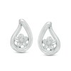 Thumbnail Image 1 of Diamond Accent Flower Teardrop Earrings in Sterling Silver