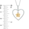 Thumbnail Image 1 of 0.18 CT. T.W. Diamond Heart Frame Flower Pendant in Sterling Silver and 10K Gold