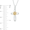 Diamond Accent Looped Cross Flower Pendant in Sterling Silver and 10K Gold