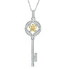 Thumbnail Image 1 of 0.18 CT. T.W. Diamond Key Flower Pendant in Sterling Silver and 10K Gold