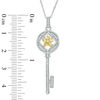 Thumbnail Image 2 of 0.18 CT. T.W. Diamond Key Flower Pendant in Sterling Silver and 10K Gold