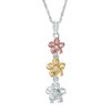 Thumbnail Image 1 of Diamond Accent Flower Triple Drop Pendant in Sterling Silver and 10K Two-Tone Gold
