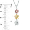 Thumbnail Image 2 of Diamond Accent Flower Triple Drop Pendant in Sterling Silver and 10K Two-Tone Gold