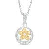Thumbnail Image 0 of Diamond Accent Circle Frame Flower Pendant in Sterling Silver and 10K Gold