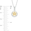 Diamond Accent Circle Frame Flower Pendant in Sterling Silver and 10K Gold