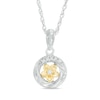 Thumbnail Image 0 of Diamond Accent Twisting Circle Frame Flower Pendant in Sterling Silver and 10K Gold