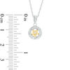 Thumbnail Image 1 of Diamond Accent Twisting Circle Frame Flower Pendant in Sterling Silver and 10K Gold