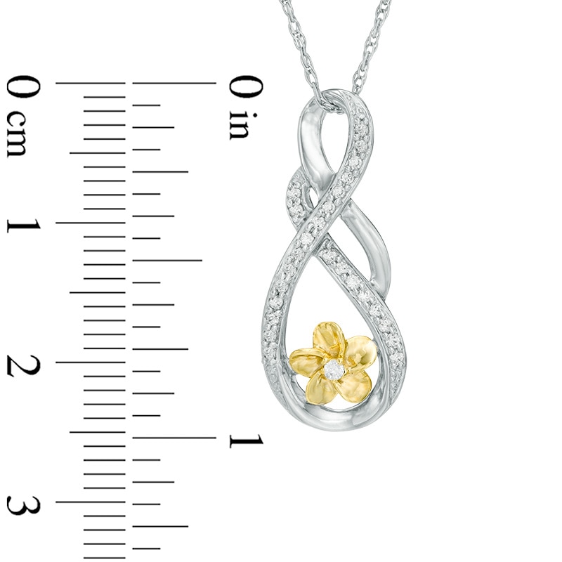 0.15 CT. T.W. Diamond Double Ribbon Flower Pendant in Sterling Silver and 10K Gold