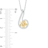 Thumbnail Image 1 of 0.15 CT. T.W. Diamond Curved Teardrop Flower Pendant in Sterling Silver and 10K Gold