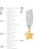 Thumbnail Image 1 of 0.15 CT. T.W. Diamond Flower Hoop Earrings in Sterling Silver and 10K Gold