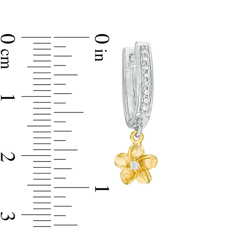 0.15 CT. T.W. Diamond Flower Hoop Earrings in Sterling Silver and 10K Gold