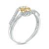 Thumbnail Image 1 of 0.15 CT. T.W. Diamond Flower Bypass Ring in Sterling Silver and 10K Gold