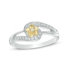Thumbnail Image 0 of 0.11 CT. T.W. Diamond Flower Split Shank Bypass Ring in Sterling Silver and 10K Gold