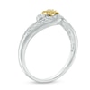 Thumbnail Image 1 of 0.11 CT. T.W. Diamond Flower Split Shank Bypass Ring in Sterling Silver and 10K Gold